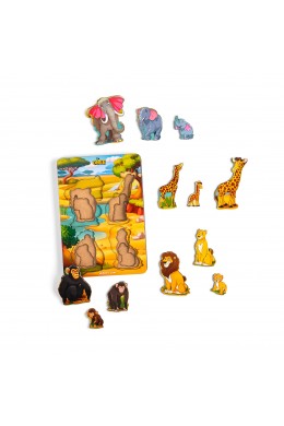 Дерев'яні вкладки більше або менше: Родина – дикі тварини