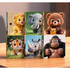 Магнітні кубики головоломка 6  зображень Тварини